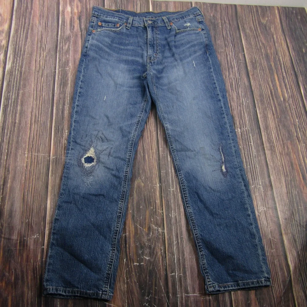 Levi's 541 Athletic Taper Men 33x30 Blue Distressed Stretch Denim Jeans